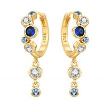 PANPOKI 925 Sterling Silver Gradient Blue Bubble Drop Earrings Women Earrings Charm Fashion Versatile Party Jewelry Gifts