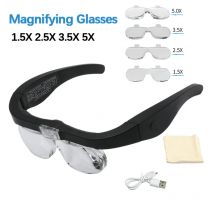 USB wiederauf ladbare Lupen 1,5x2,5x3,5x5,0 x Lupe mit LED-Licht zum Lesen Juwelier Uhrmacher Reparatur tragen