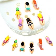 6/12 Stück Sommer-Schuhcharms-Set Zubehör für Sandalen Clogs Schuhschnallen Cartoon Schwimmfiguren Harz DIY Schuhdekorationen