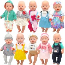 43cm Baby Doll Boy Clothes Costume grigio pagliaccetto 17 "Reborn Baby Doll Outfit