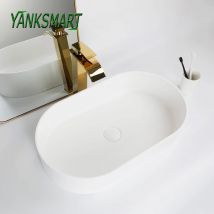 YANKSMART Lavabo da bagno in pietra artificiale Lavabo da appoggio in stile multiplo con lavandini Rubinetto a cascata e scarico