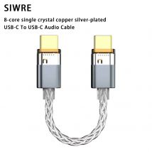 SIWRE OT1 USB-C-auf-USB-C-Audiokabel für tragbare Dongle DAC-Kopfhörerverstärker, versilberte Einzelkristall-Kupfer-Typ-C-OTG-Kabel