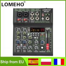 LOMEHO Mini mixer audio a 4 canali 99 effetti digitali 48V Tavolo audio portatile Bluetooth USB PC Riproduzione registrazione Console di missaggio AM-AX3