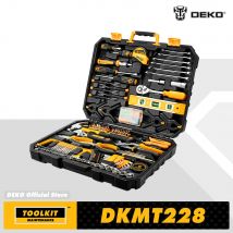 DEKO 228 Uds llave de tubo herramienta de reparación de automóviles paquete combinado juego de herramientas mixtas Kit de herramientas de mano con caja de herramientas de plástico estuche de