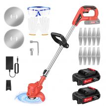 21V Cordless Weed Wacker 3 in 1 Rechargeable Weed Wacker Electric for Lawn Garden Yard,With Battery,Red
