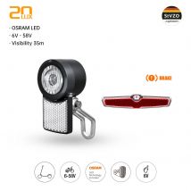 Linkbest 20 Lux Headlight LED Bicycle light set, Waterproof IPX-6, 6V-48V for Hub Dynamo and Ebike