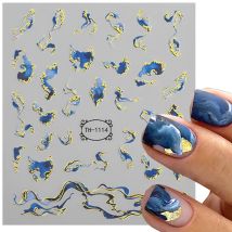 Goldene Wellen linie 3d Nagel aufkleber Marmor blau Geometrie abstrakte Nagel kunst Schieber egler Silber Französisch Liner Abziehbilder Maniküre Dekorationen