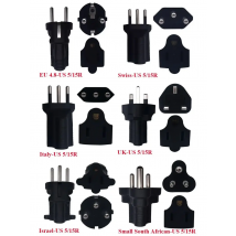 Black Copper C6 C8 C14 C20 AU US UK EU 4.0/4.8mm Swiss Brazil Italy Israel India Africa to US 5-15R female power adapter plug