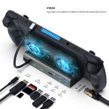 Docking station mit Lüfter für Asus Rog Ally HDMI-kompatibles 4k 60Hz Gigabit Ethernet 1000 MBit/s USB-C PD-Aufladung für Steam Deck