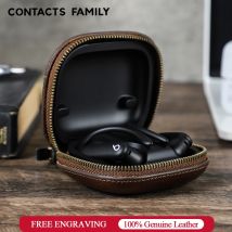 CONTACTS FAMILY Custodia in vera pelle per Beats Powerbeats Pro 2 Custodia di ricarica Custodia antiurto per auricolari con gancio