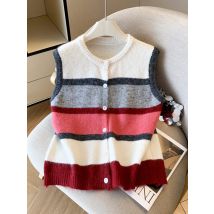 Pullover Weste Für Frauen Herbst 2025, Neue Ankunft Sinble Tasten Ärmelloses Strick Pullover Top Frau Koreanischen Stil Casual Weste