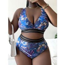 2026 Blumen-Bikini Großer Badeanzug Damen Übergröße Bademode Weibliche Hochgeschnittene Badehose Schwimmanzug Strandkleidung