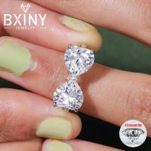 BXINY 2CT Heart Cut Moissanite Bow Rings 100% S925 Silver D Color Lab Diamond For Women Wedding Bands Fine Jewelry GRA Certified