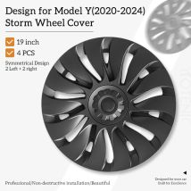 4PCS Coprimozzo di ricambio Copriruota stile tempesta 19-Pollici Coprimozzo per automobile Accessori per copertura completa per cerchione per Tesla Model Y 2020-2024