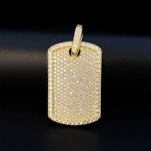 Hip Hop Iced Out Zircon Dog Tags Square Pendant Men Jewelry Bling Geometric Necklace Pendant Plated 16K Gold Birthday Gift