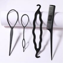 4PCS Haar Zubehör Frauen Haar Werkzeug Kopf Band Ball Französisch Twist Magie DIY Werkzeug Brötchen Maker Süße Stirnbänder Gericht gemacht Haar Band