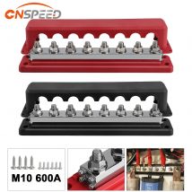 Bloque de terminales de coche M10, autobús negativo, bloque de terminales de 24V 600A, bloque de distribución de energía de 3/8 ", autobús terminado M10 para barco automotriz