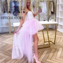 BABYONLINE Tüll-Petticoat, Taillen-Hinching, schmeichelhafter beige langer Tüllrock, Erwachsener Wellen-Unterrock, Cocktail-TUTU-Rock, Goth