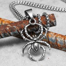 Spider Personality Men Necklaces With Pendant Stainless Steel Jewelry For Male Women Punk Hip Hop Accessories Gifts Wholesale