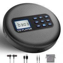 Lettore cd portatile con altoparlanti, discman ricaricabile con bluetooth, walkman cd con cuffie