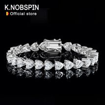KNOBSPIN D VVS1 Herz-Moissanit-Tennisarmband Original 925er Sterlingsilber vergoldet 18 Karat Weißgold mit GRA-Armbändern für Damen