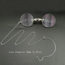 Vintage Nasenclip-Brille, Myopie, Lesebrille, runde Brille, silberne Opernbrille mit Hornrand,