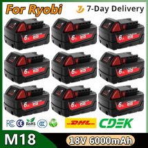 Per Milwaukee 18V 6000mAh Batteria per M18 M18B5 XC Batteria agli ioni di litio 48-11-1815 48-11-1850 2604-22 2604-20 2708-22 2607-22