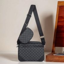 3pcs/Set Men PU Shoulder Bag Messenger Bag With Coin Purse Wallet And Clutch Bag Suitable For Business Commute Travel