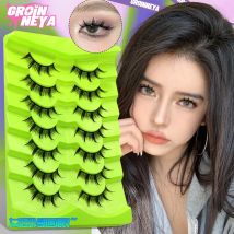 GROINNEYA Manga Wimpern 3D Nerz Falsche Wimpern DIY Falsche Wimpern Täglich Natürliche Weiche Kreuz Wimpern Verlängerung Party Party Make-Up