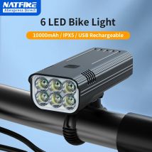 NATFIRE 6LED 10000 mAh Bike Light Rainproof USB Rechargeable LED Bicycle Light Super Bright Flashlight for Cycling Front Light