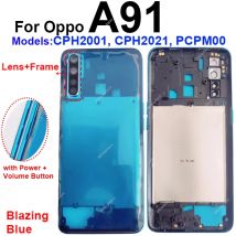 Per OPPO A91 4G Alloggiamento centrale Coperchio della cornice centrale con parti del telaio dell'obiettivo della fotocamera con pulsante laterale