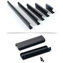 4 Stück versteckte Möbel-Schubladengriffe, Küchenschranktür, schwarze Griffe, Aluminiumlegierung, moderne Fingerkante, Kleiderschrankgriffe