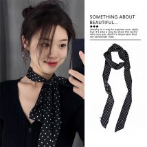 Schmaler langer Schal für Damen, 190 x 4,5 cm, gepunktet, zum Binden, Taschenband, Stirnband, Halsband, Streamer, Damen-Accessoires