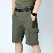 Militärgrüne Outdoor-Arbeitshose Herren Camouflage Einfarbige Trainingsshorts Sommer Multi Mouth Bag Shorts im Militärstil