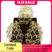 Big Size Earrings And Ring Set 18K Gold Plated Drop Earrings Irregular Shape Fashion 2PCS Set Jewelry