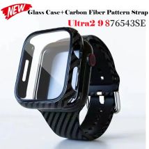 Custodia in fibra di carbonio + cinturino per Apple Watch Ultra 2 49mm Series 9 8 7 41 44mm 42/40/38 45mm cinturino protettivo per iWatch SE 6