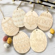 10 stücke Ostern Holz Eier Anhänger Multi Typ Holz scheiben hängen Ornamente für Ostern Home Party Dekoration Kinder DIY Malerei
