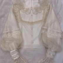 Vintage Lolita Shirt japanische Frauen elegante süße Spitze Rüschen Stickerei Langarm Bluse Y2k ästhetische Kleidung Tops