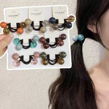 2pcs/lot New Fashion Girls Children Cute Beads Ball Elastic Hair Bands Candy Colors Kids Stretch Hair Ties Lovely Rope Bands