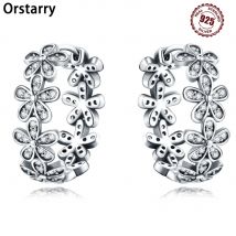 925 Sterling Silver Beautiful Daisy Flower Earrings Jewelry Versatile Hoop Earrings For Women Jewelry Birthday Party Fine Gifts