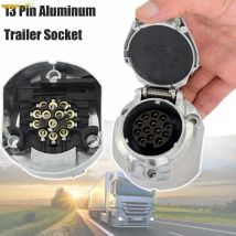 Langlebige Aluminium-Euro-RU-Anhängersteckdose, 13-polig, 12 V, wasserdichter Metallstecker, elektrischer Anschluss, Boot, LKW, Wohnmobil, Wohnwagen, Ersatzteile