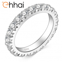 Ehhai GRA Certificato 3mm Rotondo Moissanite Anello Eternity Band per le donne S925 Sterling Silver Fidanzamento Matrimonio Gioielleria Raffinata Regali