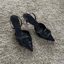 Mode Schwarz Leder Frauen Pumpen Elegante Spitz Büro Arbeit Damen Schuhe Mit Hohen Absätzen 2025, Frühling Kleid Pumps Schuhe