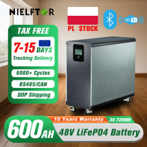 Akumulator litowo-żelazowo-fosforanowy LiFePO4 48V 600Ah, pakiet baterii 30kWh, 100Ah 120Ah 200Ah 300Ah, wbudowany BMS 200A, ponad 6000 cykli, do systemu solarnego, magazyn EU PL