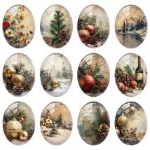 10 teile/los Weihnachten Weihnachten Winter Kiefer Jingle Glocke Oval Foto Glas Cabochon Flatback Demo Cameo für DIY Schmuck herstellung