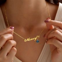 Vnox maßge schneiderte Namens ketten für Frauen, personal isierte Edelstahl Geburts stein Kette Choker Kragen Schmuck, Geburtstags geschenke