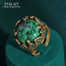 Vintage-Schmuck, voller Strasssteine, verlassen grünen Pfauenstein-Ringen für Damen, goldfarben, Party-Geschenk, Böhmen, Hochzeit, neu im Jahr 2024