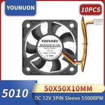 10PCS 5010 50*50*10 12V Ventola di raffreddamento 3Pin 50mm 5cm PC Computer portatile Ventola di raffreddamento industriale 50x50x10mm FG Ventola di raffreddamento