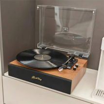 Giradischi in vinile T03 Valigia Bluetooth a 3 velocità Giradischi portatile con trasmissione a cintura con altoparlanti integrati RCA Line Out AUX in