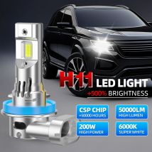 2x H11 LED Headlight Bulbs Lights CANBUS Fan Cooling 50000LM 200W 3570 CSP Chips Internal Drive Auto Light 6000K Headlamp